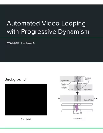 Automated Video Looping  with Progressive Dynamism  CS448V: Lecture 5  Background  Kwatra et al.