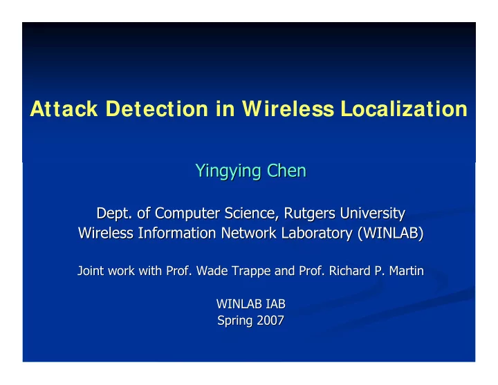 attack detection in wireless localization