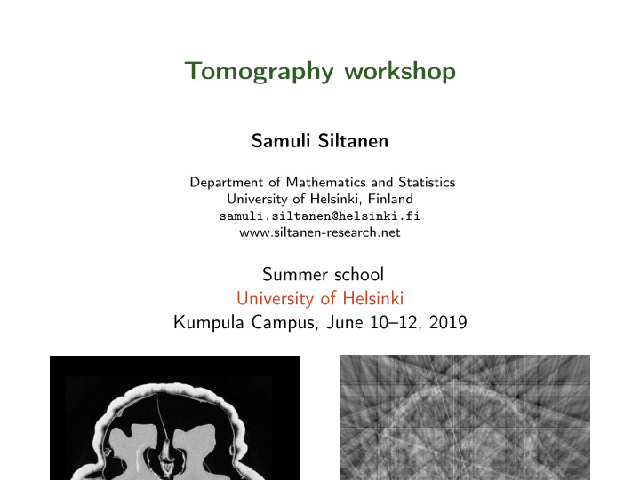 tomography workshop