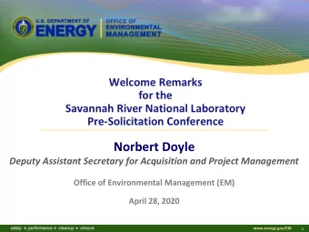 Norbert Doyle  Deputy Assistant Secretary for Acquisition and Project Management  Office of