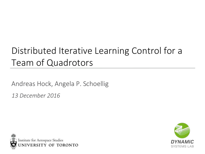 distributed iterative learning control for a