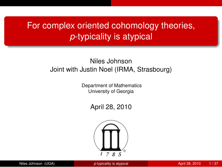 for complex oriented cohomology theories p typicality is