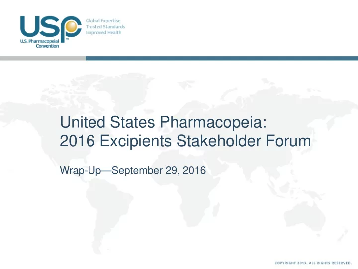 united states pharmacopeia 2016 excipients stakeholder