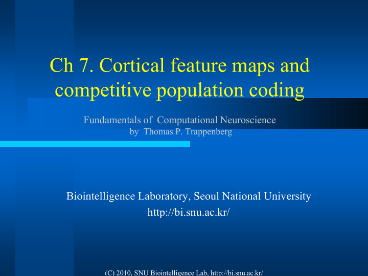 ch 7 cortical feature maps and