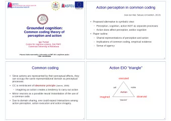 Action perception in common coding  (Van der Wel, Sebanz &amp; Knoblich, 2013)  Proposed