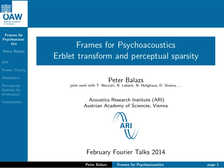 frames for psychoacoustics