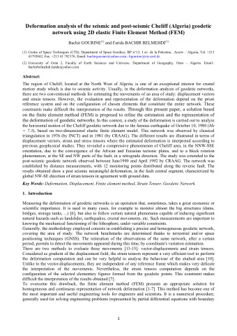 Deformation analysis of the seismic and post-seismic Cheliff (Algeria) geodetic  network using 2D