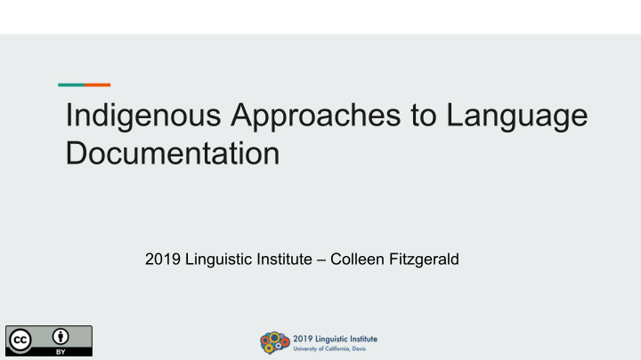 indigenous approaches to language documentation