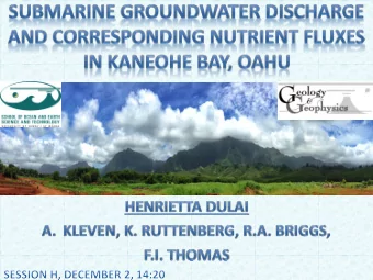 Runoff  Recharge  Evapotranspiration GWD m 3 /m/d Rain 7.5x10 6 m 3 /d GWD m 3 /d  SGD  Stream