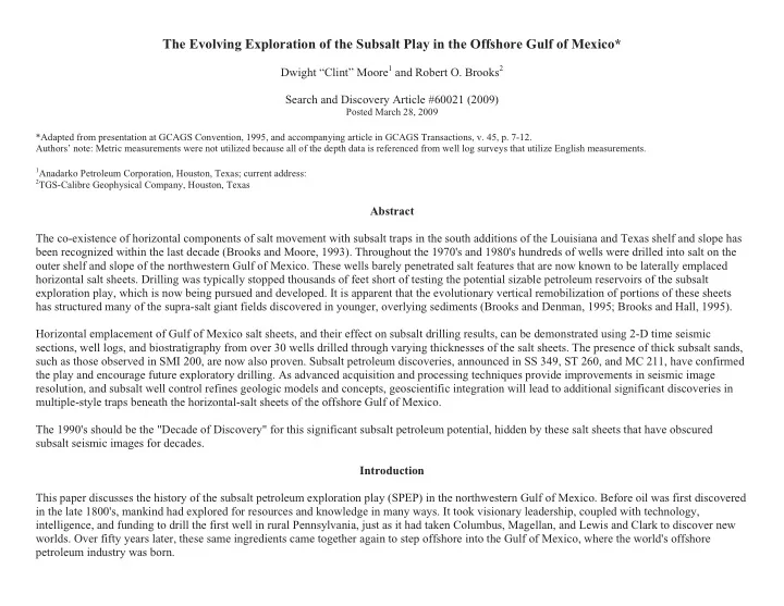 the evolving exploration of the subsalt play in the