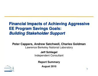 Financial Impacts of Achieving Aggressive  Financial Impacts of Achieving Aggressive  Financial