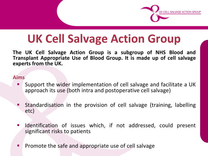 uk cell salvage action group uk cell salvage action group
