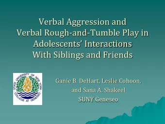 Verbal Rough-and-Tumble Play in Adolescents Interactions  With Siblings and Friends  Ganie B.
