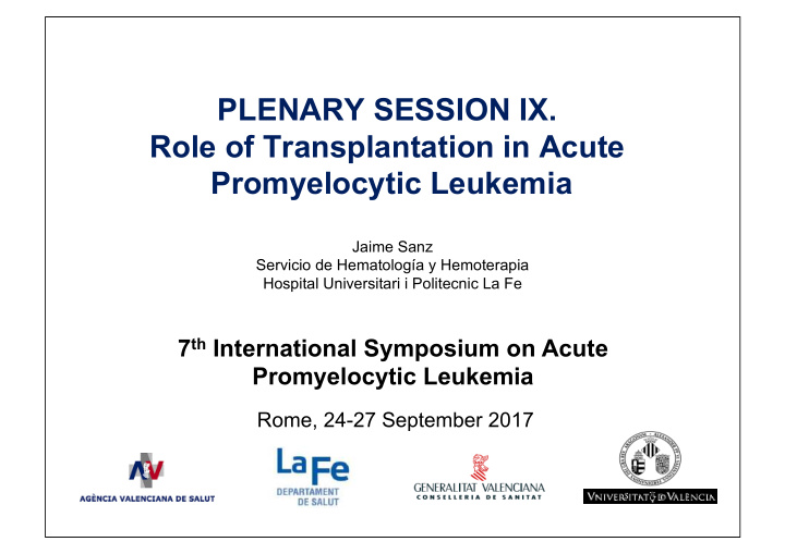 plenary session ix role of transplantation in acute
