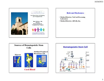 Hematopoietic Stem Cell  Cells  Mobilized Peripheral  Blood Stem Cells  Marrow  Cord Blood  1