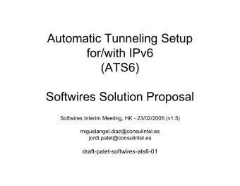 Automatic Tunneling Setup  for/with IPv6  (ATS6)  Softwires Solution Proposal  Softwires Interim