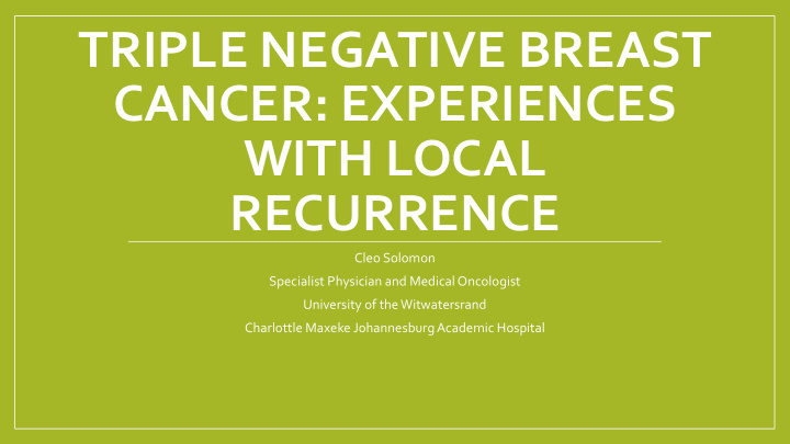 cancer experiences with local