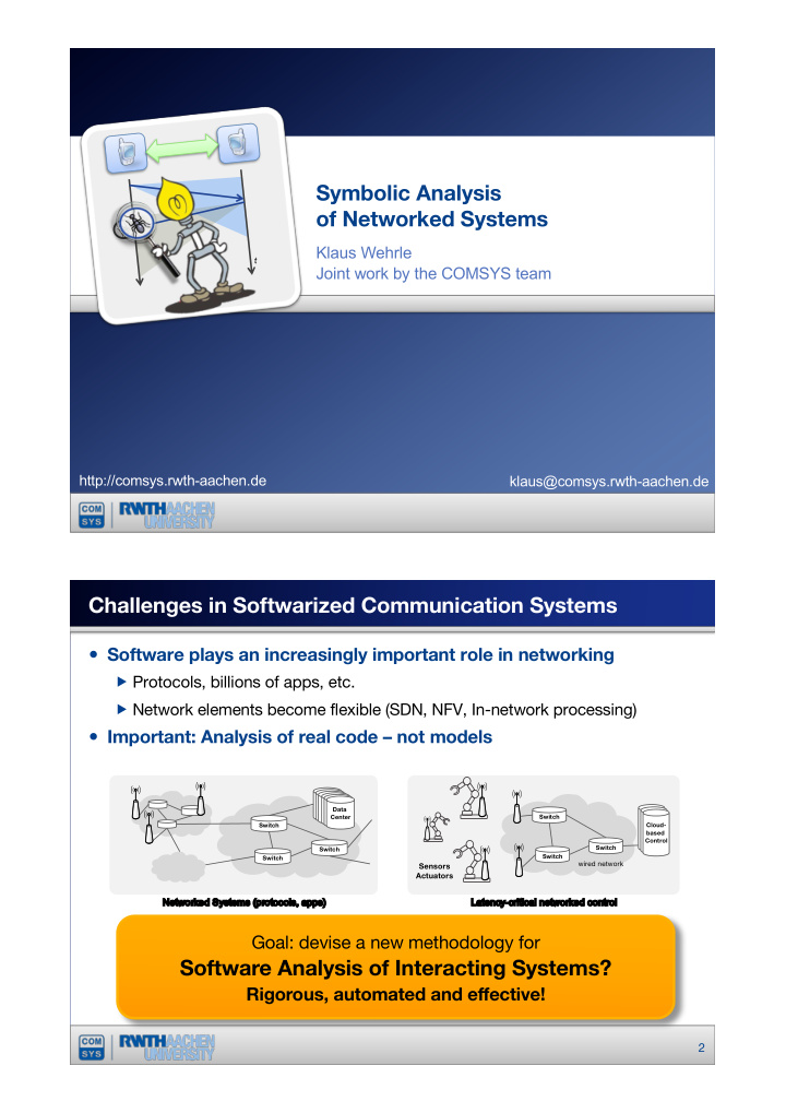 symbolic analysis of networked systems