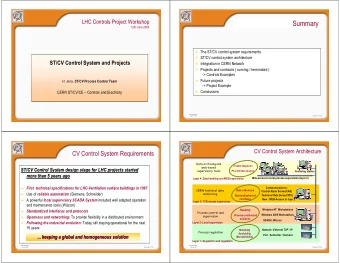 Summary  12th June 2003  The ST/CV control system requirements  ST/CV control system