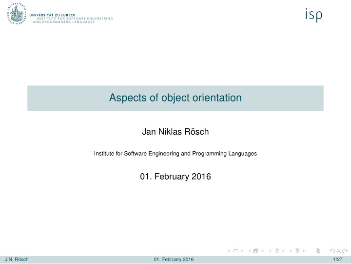 aspects of object orientation