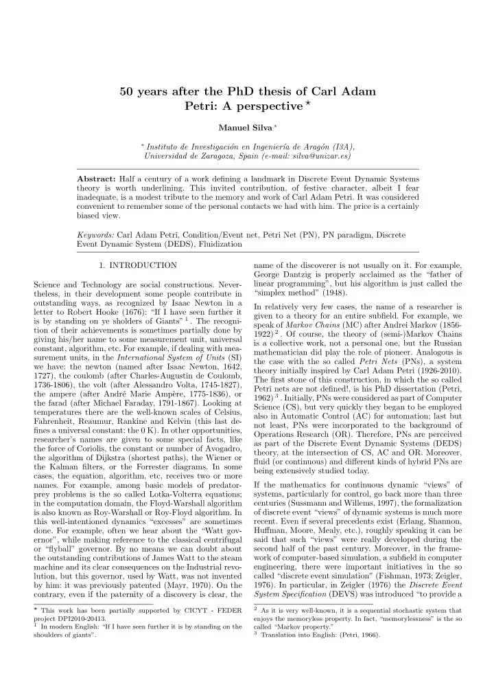 50 years after the phd thesis of carl adam petri a