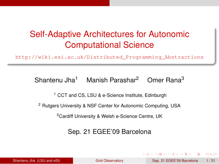 self adaptive architectures for autonomic computational