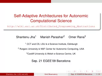 Self-Adaptive Architectures for Autonomic  Computational Science