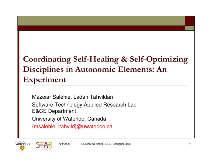 coordinating self healing self optimizing disciplines in
