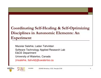 Coordinating Self-Healing &amp; Self-Optimizing  Disciplines in Autonomic Elements: An  Experiment