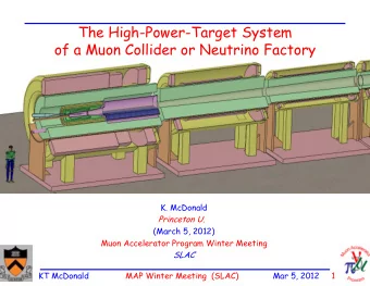 The High-Power-Target System  of a Muon Collider or Neutrino Factory  K. McDonald  Princeton U.
