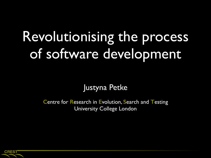 revolutionising the process of software development
