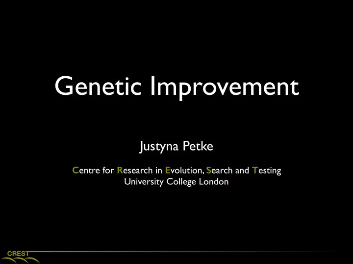 genetic improvement