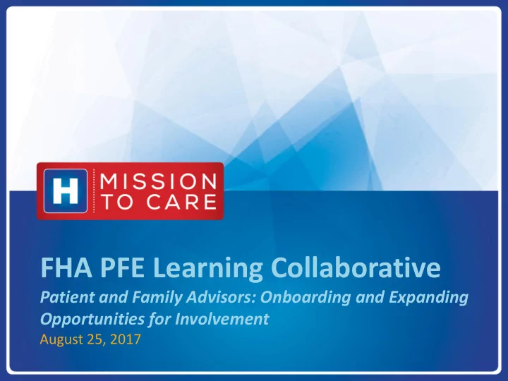 fha pfe learning collaborative
