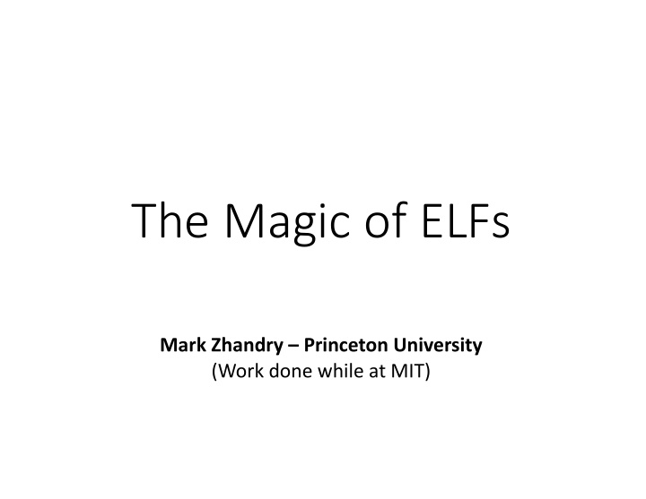 the magic of elfs