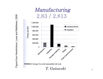 2.83 / 2.813  Figure from Hendrickson, Lave and Matthews, 2006  T. Gutowski  1  Why is Mfg Energy