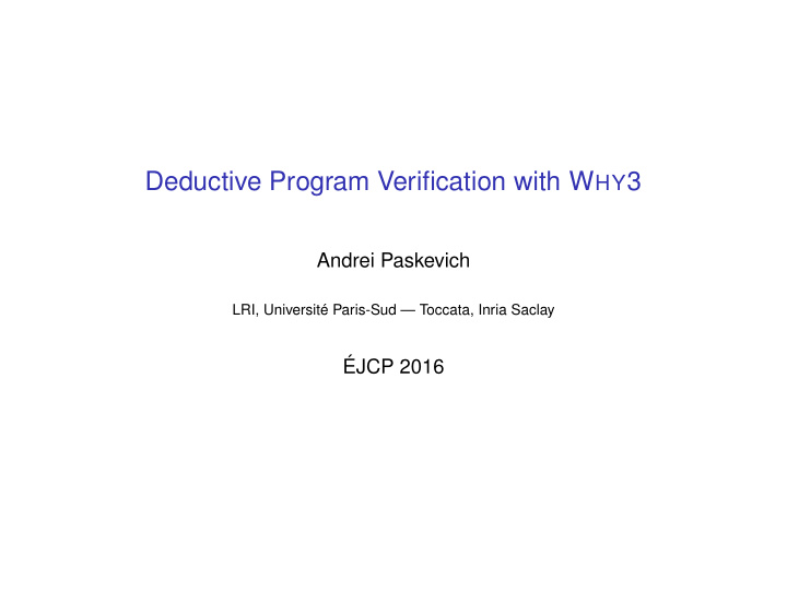 deductive program verification with w hy 3