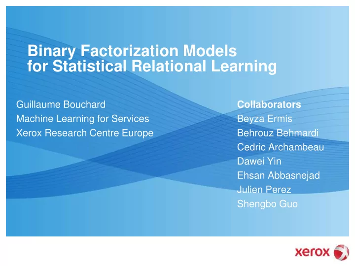 binary factorization models