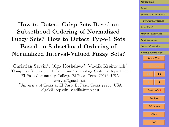 how to detect crisp sets based on