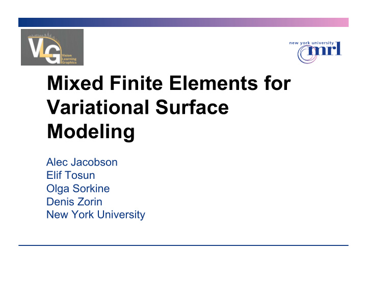 mixed finite elements for variational surface modeling