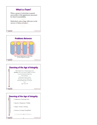 What is a Team?  When a group of individuals responds  successfully to the opportunity presented