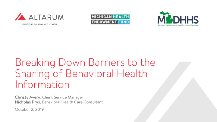 breaking down barriers to the sharing of behavioral