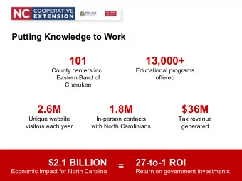 101  13,000+  County centers incl.  Educational programs  Eastern Band of  offered  Cherokee  2.6M