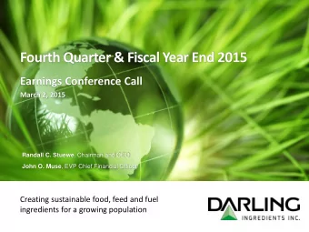 Fourth Quarter &amp; Fiscal Year End 2015  Earnings Conference Call  March 2, 2015 Randall C.