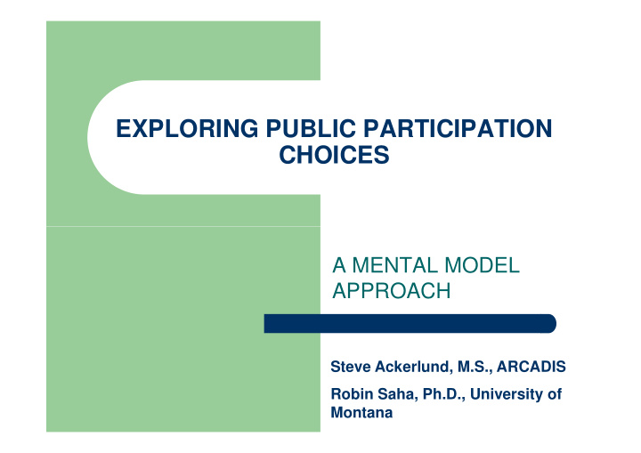 exploring public participation choices