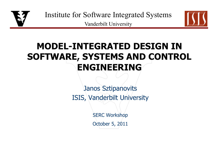 model integrated design in software systems and control
