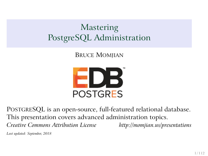 mastering postgresql administration