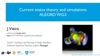 Current status theory and simulations  ALEGRO WG3  J. Vieira web.ist.utl.pt/ jorge.vieira   epp
