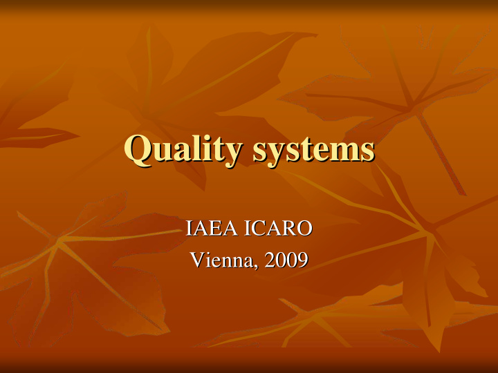 quality systems quality systems