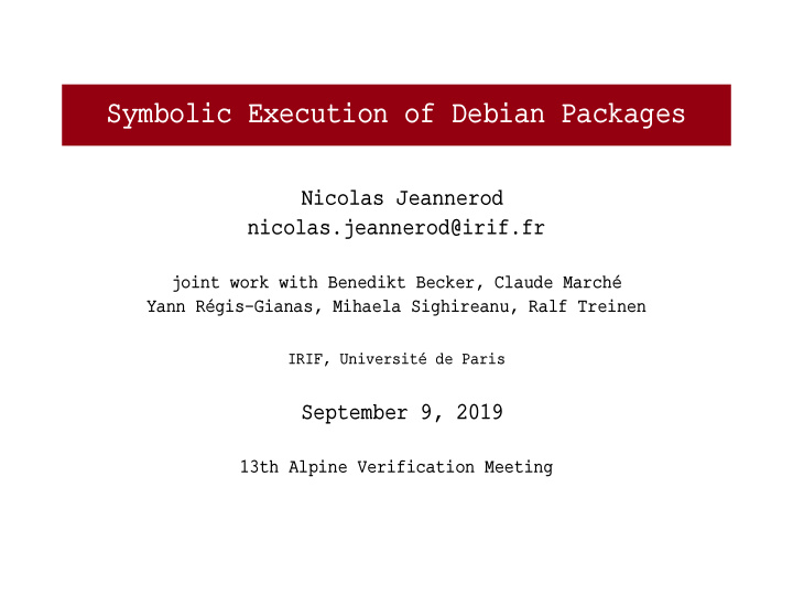 symbolic execution of debian packages