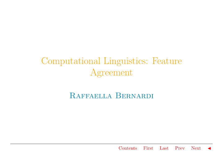 computational linguistics feature agreement